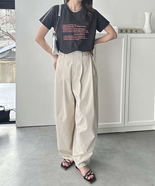 GeeRA（ジーラ）の「綿100％刺繍ロゴＴシャツ（Tシャツ/カットソー・レディース・チャコール/オフホワイト/杢グレー・MEDIUM）」の7枚目の写真
