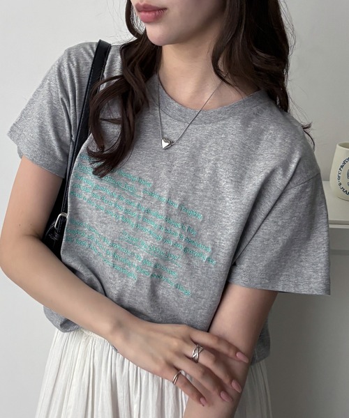 GeeRA（ジーラ）の「綿100％刺繍ロゴＴシャツ（Tシャツ/カットソー・レディース・チャコール/オフホワイト/杢グレー・MEDIUM）」の14枚目の写真