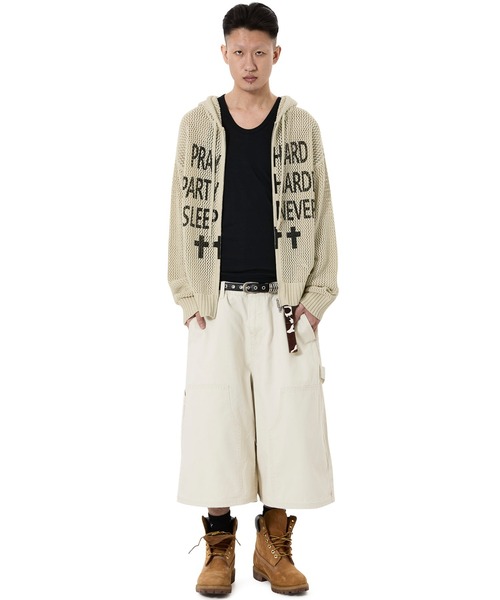 OY（オーワイ）の「『OY/オーワイ』PRAY HARD KNIT HOODIE ZIP UP/プレイハードニットジップアップパーカー（パーカー・メンズ・ブラック/アイボリー・L/M）」の15枚目の写真