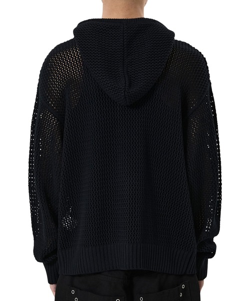 OY（オーワイ）の「『OY/オーワイ』PRAY HARD KNIT HOODIE ZIP UP/プレイハードニットジップアップパーカー（パーカー・メンズ・ブラック/アイボリー・L/M）」の5枚目の写真