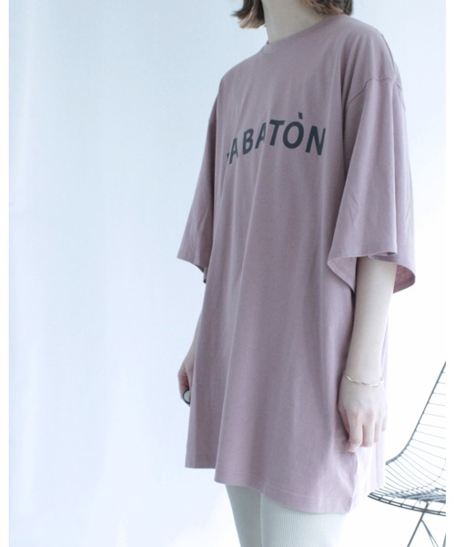 amini(アミニ)の「ロゴビッグワイドTシャツ(Tシャツ/カットソー・レディース・ブラック/ピンク/オフホワイト・MEDIUM)」の9枚目の写真