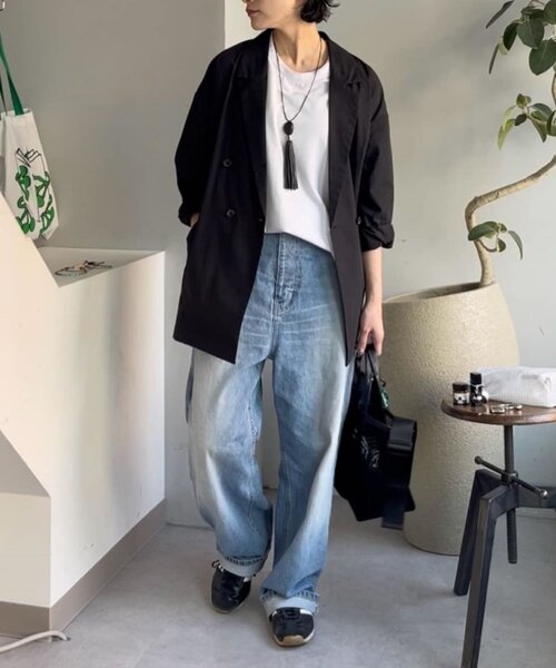 ear PAPILLONNER(イアパピヨネ)の「ダブルブレストジャケット【SUM1 STYLE】(その他アウター・レディース・ライトベージュ/ブラック・FREE)」の2枚目の写真