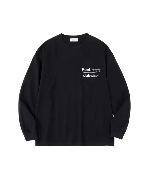 bonjour records(ボンジュールレコーズ)の「POET MEETS DUBWISE/ポエトミーツダブワイズ PMD STAMP LOGO OVERSIZED L/S T-Shirt(Tシャツ/カットソー・レディース・ホワイト/ブラック・M/L/XL)」の1枚目の写真