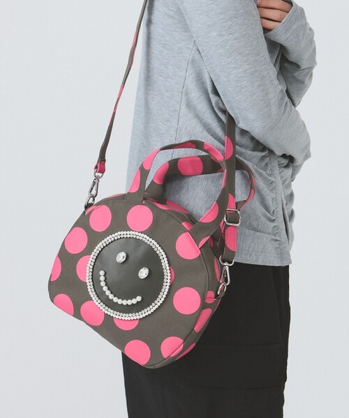 Ray BEAMS（レイビームス）の「ECODECO / ドット 2way バッグ（ハンドバッグ・レディース・ブラック/グリーン・ONE SIZE）」の2枚目の写真