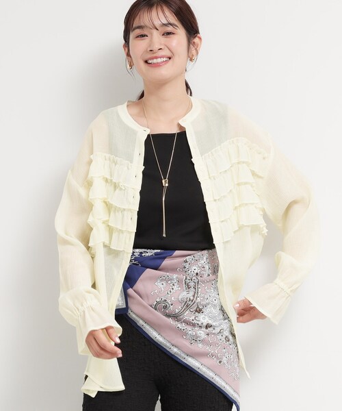 THE SHOP TK (ザ ショップ ティーケー )の「ティアードフリル楊柳シャツ(シャツ/ブラウス・レディース・アイボリー/グリーン/ダークブラウン・12/13)」の1枚目の写真
