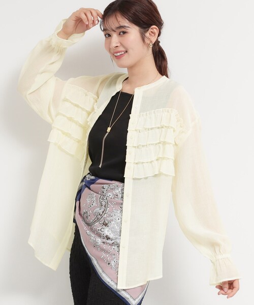THE SHOP TK (ザ ショップ ティーケー )の「ティアードフリル楊柳シャツ(シャツ/ブラウス・レディース・アイボリー/グリーン/ダークブラウン・12/13)」の16枚目の写真