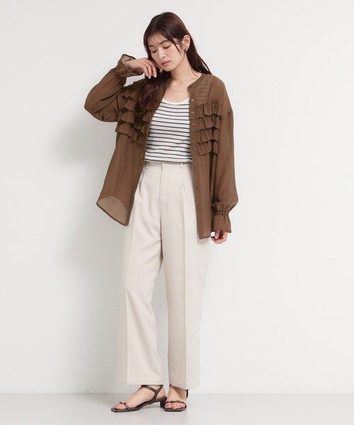 THE SHOP TK (ザ ショップ ティーケー )の「ティアードフリル楊柳シャツ(シャツ/ブラウス・レディース・アイボリー/グリーン/ダークブラウン・12/13)」の8枚目の写真
