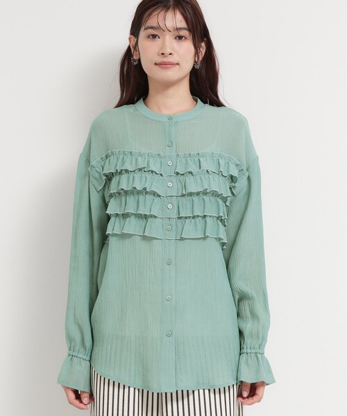 THE SHOP TK (ザ ショップ ティーケー )の「ティアードフリル楊柳シャツ(シャツ/ブラウス・レディース・アイボリー/グリーン/ダークブラウン・12/13)」の10枚目の写真