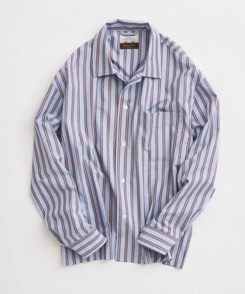 JOURNAL STANDARD relume（ジャーナルスタンダード　レリューム）の「JAMES FABRIC / ジェームスファブリック レーヨンブレンド ストライプ シャツ（シャツ/ブラウス・メンズ・ライトグリーン/ストーン/サックスブルー/ライトグレー/ブルー・MEDIUM/LARGE）」の4枚目の写真