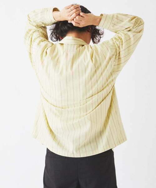 JOURNAL STANDARD relume（ジャーナルスタンダード　レリューム）の「JAMES FABRIC / ジェームスファブリック レーヨンブレンド ストライプ シャツ（シャツ/ブラウス・メンズ・ライトグリーン/ストーン/サックスブルー/ライトグレー/ブルー・MEDIUM/LARGE）」の7枚目の写真