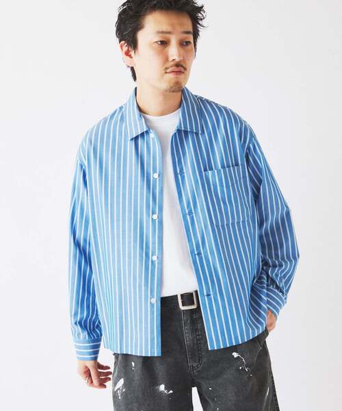 JOURNAL STANDARD relume（ジャーナルスタンダード　レリューム）の「JAMES FABRIC / ジェームスファブリック レーヨンブレンド ストライプ シャツ（シャツ/ブラウス・メンズ・ライトグリーン/ストーン/サックスブルー/ライトグレー/ブルー・MEDIUM/LARGE）」の13枚目の写真