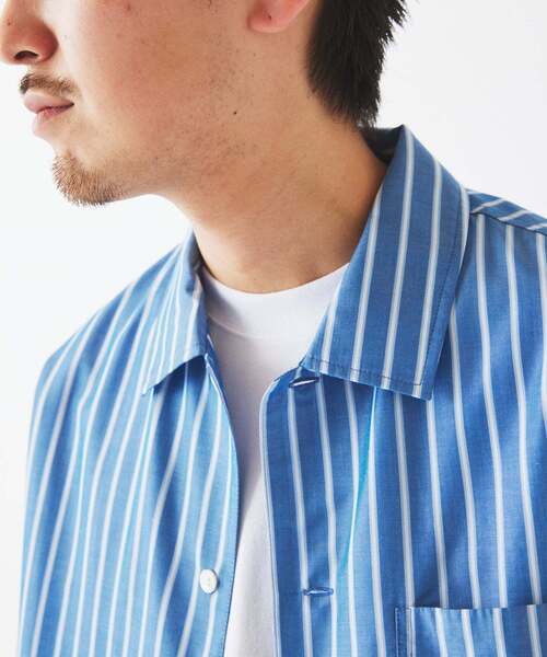 JOURNAL STANDARD relume（ジャーナルスタンダード　レリューム）の「JAMES FABRIC / ジェームスファブリック レーヨンブレンド ストライプ シャツ（シャツ/ブラウス・メンズ・ライトグリーン/ストーン/サックスブルー/ライトグレー/ブルー・MEDIUM/LARGE）」の14枚目の写真