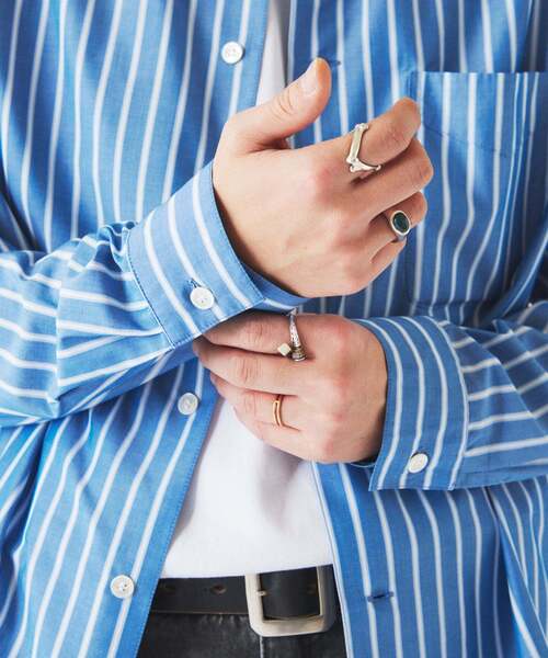 JOURNAL STANDARD relume（ジャーナルスタンダード　レリューム）の「JAMES FABRIC / ジェームスファブリック レーヨンブレンド ストライプ シャツ（シャツ/ブラウス・メンズ・ライトグリーン/ストーン/サックスブルー/ライトグレー/ブルー・MEDIUM/LARGE）」の16枚目の写真