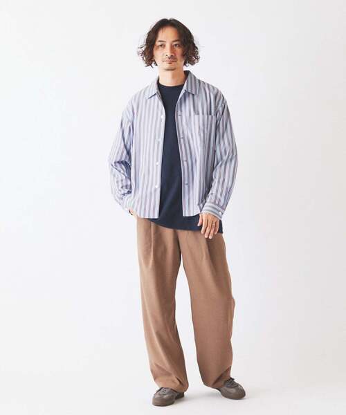 JOURNAL STANDARD relume（ジャーナルスタンダード　レリューム）の「JAMES FABRIC / ジェームスファブリック レーヨンブレンド ストライプ シャツ（シャツ/ブラウス・メンズ・ライトグリーン/ストーン/サックスブルー/ライトグレー/ブルー・MEDIUM/LARGE）」の20枚目の写真