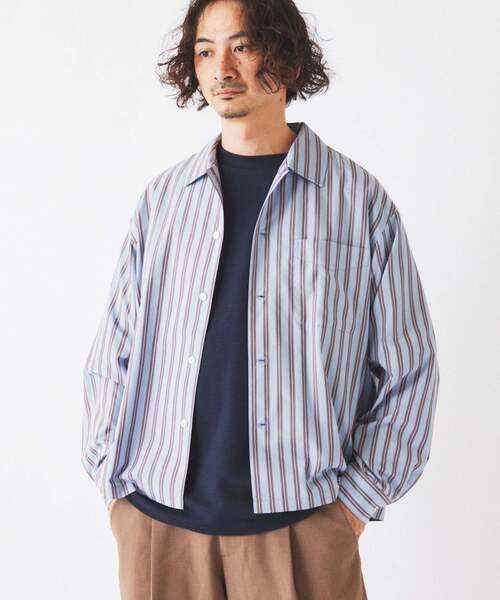 JOURNAL STANDARD relume（ジャーナルスタンダード　レリューム）の「JAMES FABRIC / ジェームスファブリック レーヨンブレンド ストライプ シャツ（シャツ/ブラウス・メンズ・ライトグリーン/ストーン/サックスブルー/ライトグレー/ブルー・MEDIUM/LARGE）」の22枚目の写真