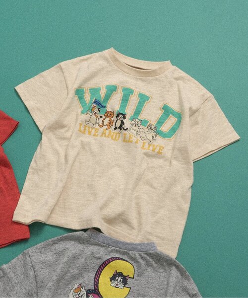 BREEZE(ブリーズ)の「【リンク】BREEZY CATS イラスト半袖Tシャツ(Tシャツ/カットソー・キッズ・キナリ/グレー/ターコイズブルー/レッド・80/90/100/110/120/130/140)」の1枚目の写真