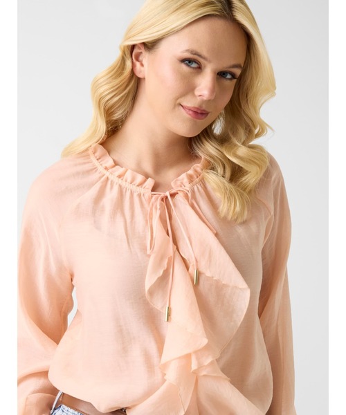 Guess(ゲス)の「MAELYS Ruffled Blouse ブラウス(シャツ/ブラウス・レディース・ライトピンク・X-SMALL/SMALL/MEDIUM/LARGE)」の3枚目の写真