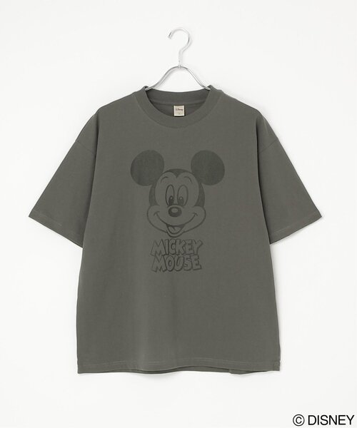 MICKEY MOUSE(ミッキーマウス)の「Mickey Mouse ミッキーマウス USED風フェイスプリントTシャツ(Tシャツ/カットソー・メンズ・ブラック/アイボリー/イエロー/ダークブルー・M/L/LL)」の1枚目の写真