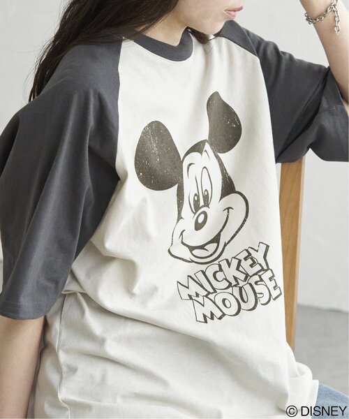 MICKEY MOUSE(ミッキーマウス)の「Mickey Mouse ミッキーマウス USED風フェイスプリントTシャツ(Tシャツ/カットソー・メンズ・ブラック/アイボリー/イエロー/ダークブルー・M/L/LL)」の6枚目の写真