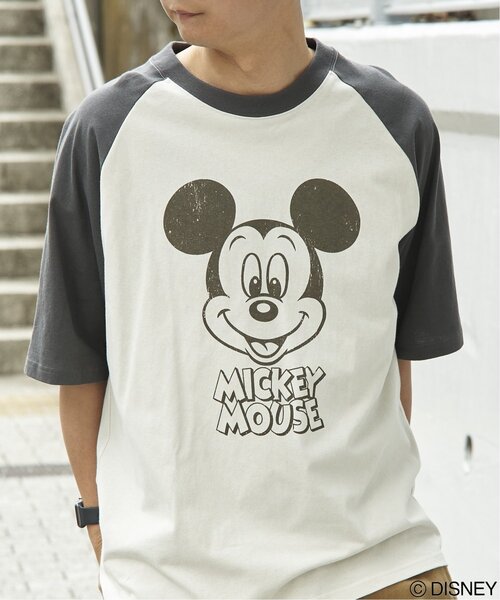MICKEY MOUSE(ミッキーマウス)の「Mickey Mouse ミッキーマウス USED風フェイスプリントTシャツ(Tシャツ/カットソー・メンズ・ブラック/アイボリー/イエロー/ダークブルー・M/L/LL)」の10枚目の写真