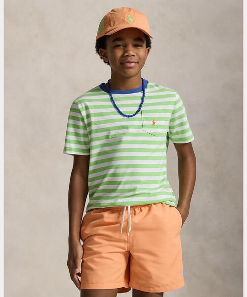 POLO RALPH LAUREN CHILDRENSWEAR(ポロ ラルフ ローレン チルドレンズウェア)の「ストライプド コットン ジャージー ポケット Tシャツ(Tシャツ/カットソー・キッズ・グリーン・L/M/S/XL)」の1枚目の写真