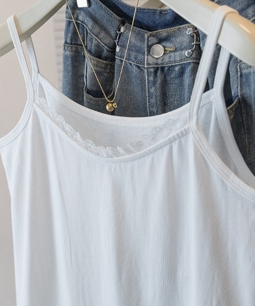 yuue' ( wear )(ユーイ)の「レースレイヤードチュニックキャミソール/ミニワンピース(キャミソール・レディース・ブラック/ホワイト・FREE)」の10枚目の写真