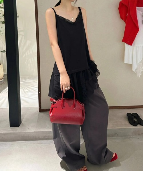 yuue' ( wear )(ユーイ)の「レースレイヤードチュニックキャミソール/ミニワンピース(キャミソール・レディース・ブラック/ホワイト・FREE)」の14枚目の写真