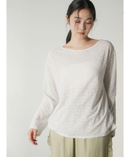 FIKA.(フィーカ)の「Back conscious border Tee(Tシャツ/カットソー・レディース・ブラック/オレンジ/ライトグレー・FREE)」の9枚目の写真