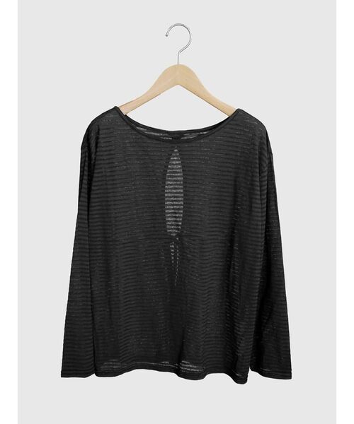FIKA.(フィーカ)の「Back conscious border Tee(Tシャツ/カットソー・レディース・ブラック/オレンジ/ライトグレー・FREE)」の4枚目の写真