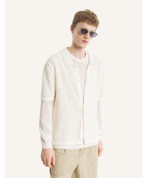 Maison Kitsune(メゾンキツネ)の「OPEN KNIT SHORT SLEEVE CARDIGAN(カーディガン/ボレロ・メンズ・オフホワイト・L/M/S)」の6枚目の写真