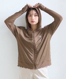 tutuanna（チュチュアンナ）の「ロゴ刺繍配色メローリブUVカットパーカー(ショート丈)（パーカー）」