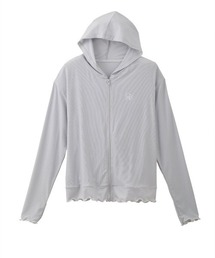 tutuanna（チュチュアンナ）の「ロゴ刺繍配色メローリブUVカットパーカー(ショート丈)（パーカー）」