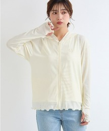 tutuanna（チュチュアンナ）の「ロゴ刺繍配色メローリブUVカットパーカー(ショート丈)（パーカー）」