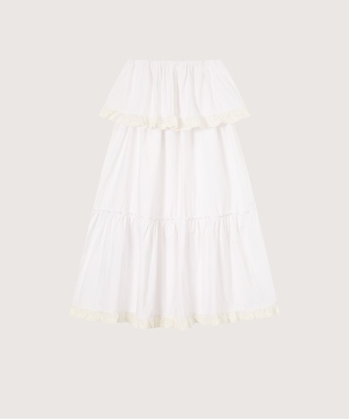 LA POMME petit(ラポミ・プチ)の「Layered Wrap Lace Skirt(スカート・レディース・ホワイト・FREE)」の1枚目の写真