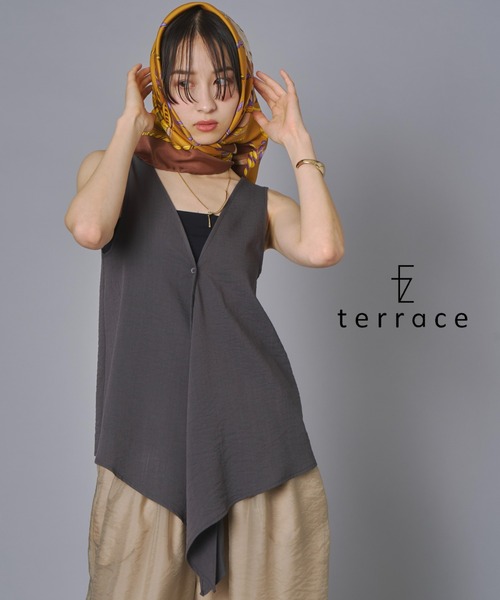 terrace(テラス)の「ドレープフリルノースリーブ(シャツ/ブラウス・レディース・チャコール/ベージュ/キナリ/ブラック・FREE)」の3枚目の写真