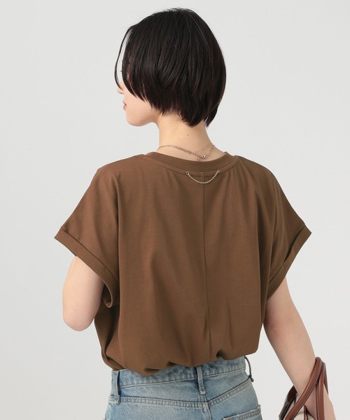 BAYFLOW（ベイフロー）の「マルチファンクションフレンチスリーブT[汗ジミ防止/UV防止/接触冷感/抗ピリング/遮熱/抗菌防臭/イージーケア]（Tシャツ/カットソー・レディース・チャコール/ブラウン/オフホワイト・SMALL/MEDIUM）」の3枚目の写真