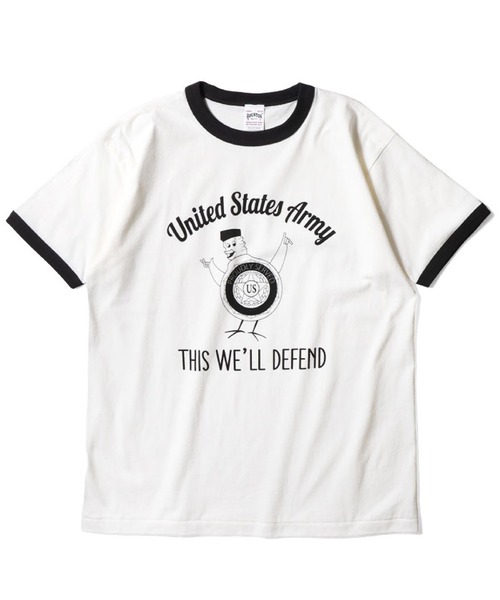HOUSTON(ヒューストン)の「HOUSTON リンガーTシャツ(U.S.ARMY)(Tシャツ/カットソー・メンズ・ホワイト系その他2/グレー系その他/ホワイト系その他・XX-LARGE/X-LARGE/LARGE/MEDIUM)」の1枚目の写真