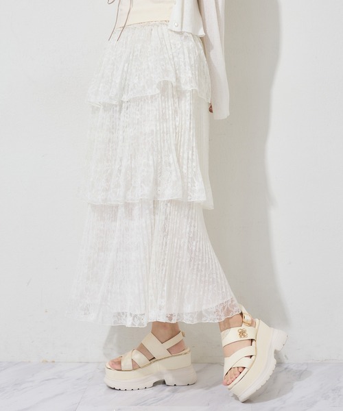 セール】プリーツイレヘムロングスカート（スカート）｜one after