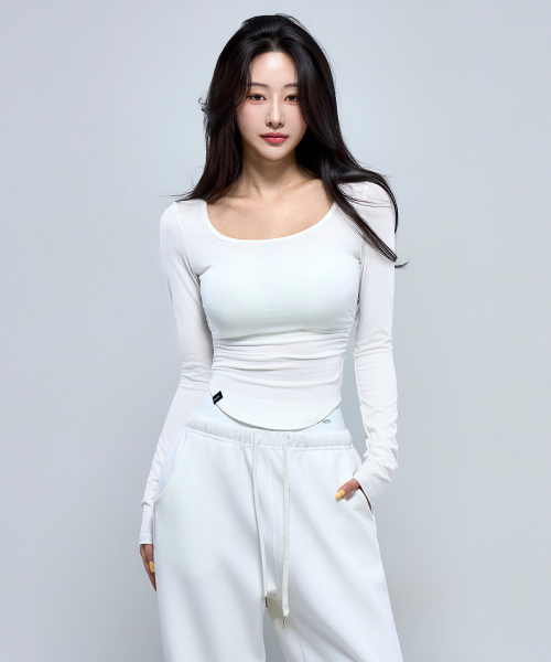 PHYSICAL GARMENTS（フィジカルガーメンツ）の「P5074 ウィメンズ ラウンド シャーリング 長袖 [2COLOR]（Tシャツ/カットソー・レディース・ホワイト/ブラック・SMALL/MEDIUM）」の14枚目の写真