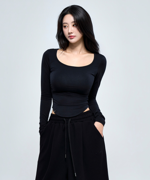 PHYSICAL GARMENTS（フィジカルガーメンツ）の「P5074 ウィメンズ ラウンド シャーリング 長袖 [2COLOR]（Tシャツ/カットソー・レディース・ホワイト/ブラック・SMALL/MEDIUM）」の7枚目の写真