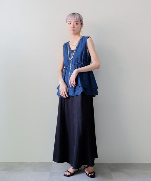 DOLLUPOOPS（ドールアップウップス）の「Panel-Line Flare Long Dress(パネルラインフレアロングワンピース)（ワンピース・レディース・オフホワイト/ブラック・MEDIUM）」の6枚目の写真