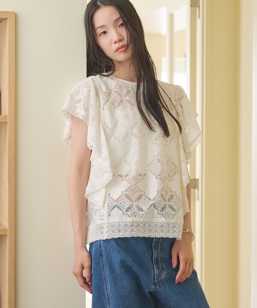 BEAUTY&YOUTH UNITED ARROWS（ビューティーアンドユースユナイテッドアローズ）の「【WEB限定 Wardrobe DAILY MINIMAL】レース 2WAYブラウス ウォッシャブル（シャツ/ブラウス・レディース・オフホワイト/ネイビー/ブラック・FREE）」の15枚目の写真