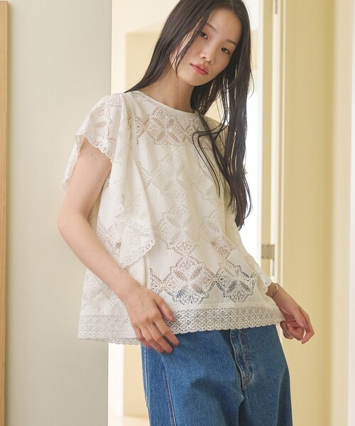 BEAUTY&YOUTH UNITED ARROWS（ビューティーアンドユースユナイテッドアローズ）の「【WEB限定 Wardrobe DAILY MINIMAL】レース 2WAYブラウス ウォッシャブル（シャツ/ブラウス・レディース・オフホワイト/ネイビー/ブラック・FREE）」の16枚目の写真