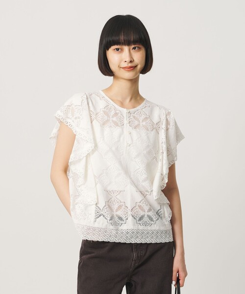 BEAUTY&YOUTH UNITED ARROWS（ビューティーアンドユースユナイテッドアローズ）の「【WEB限定 Wardrobe DAILY MINIMAL】レース 2WAYブラウス ウォッシャブル（シャツ/ブラウス・レディース・オフホワイト/ネイビー/ブラック・FREE）」の19枚目の写真