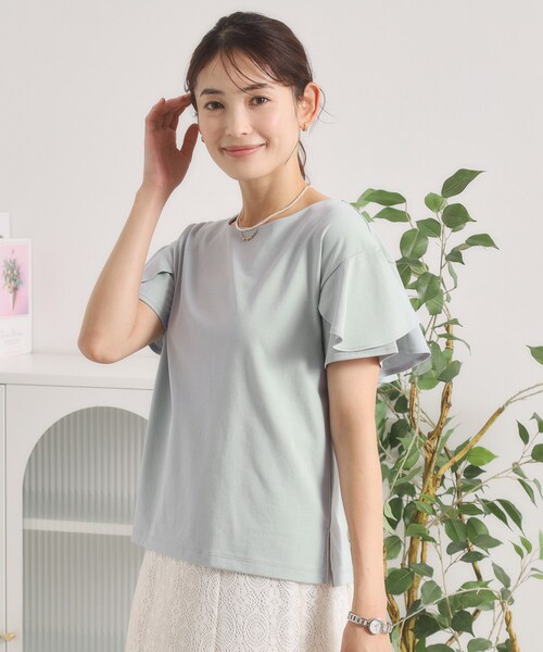 ITS'DEMO(イッツデモ)の「【冷感/遮熱】バックフリルTシャツ(Tシャツ/カットソー・レディース・ブラック/サックスブルー/オフホワイト・00)」の3枚目の写真