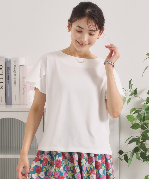 ITS'DEMO(イッツデモ)の「【冷感/遮熱】バックフリルTシャツ(Tシャツ/カットソー・レディース・ブラック/サックスブルー/オフホワイト・00)」の18枚目の写真