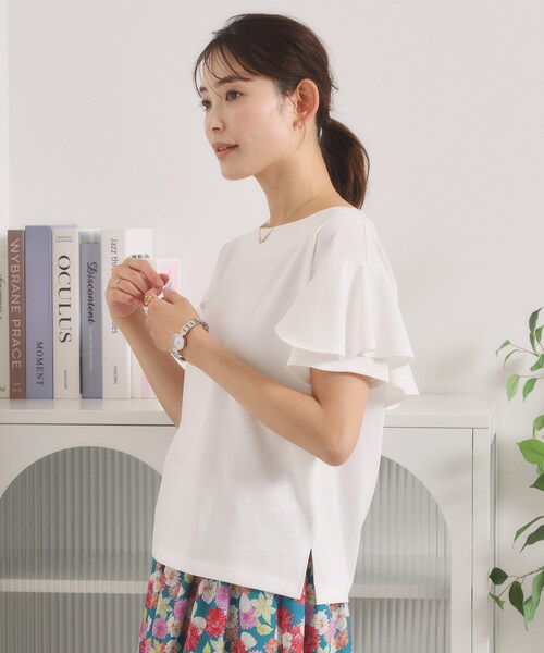 ITS'DEMO(イッツデモ)の「【冷感/遮熱】バックフリルTシャツ(Tシャツ/カットソー・レディース・ブラック/サックスブルー/オフホワイト・00)」の19枚目の写真