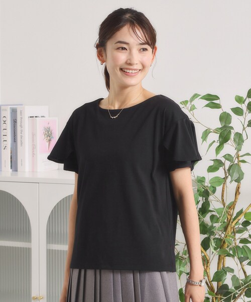 ITS'DEMO(イッツデモ)の「【冷感/遮熱】バックフリルTシャツ(Tシャツ/カットソー・レディース・ブラック/サックスブルー/オフホワイト・00)」の22枚目の写真