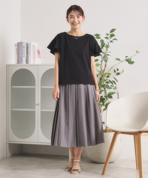 ITS'DEMO(イッツデモ)の「【冷感/遮熱】バックフリルTシャツ(Tシャツ/カットソー・レディース・ブラック/サックスブルー/オフホワイト・00)」の13枚目の写真