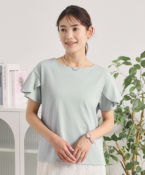 ITS'DEMO(イッツデモ)の「【冷感/遮熱】バックフリルTシャツ(Tシャツ/カットソー・レディース・ブラック/サックスブルー/オフホワイト・00)」の15枚目の写真